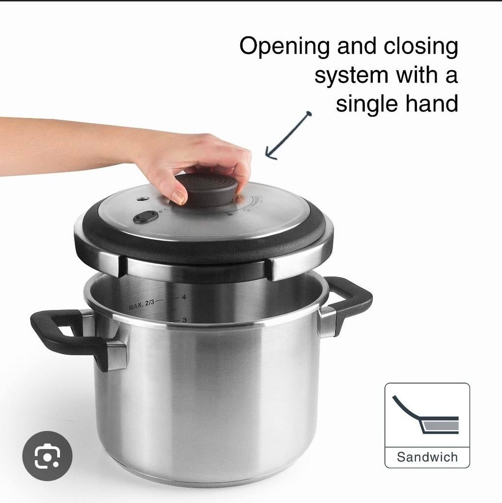 Snelkookpan 6L RVS 18/10 Inductie Thermo-bodem 💫, Huis en Inrichting, Keuken | Potten en Pannen, Ophalen of Verzenden, Zo goed als nieuw