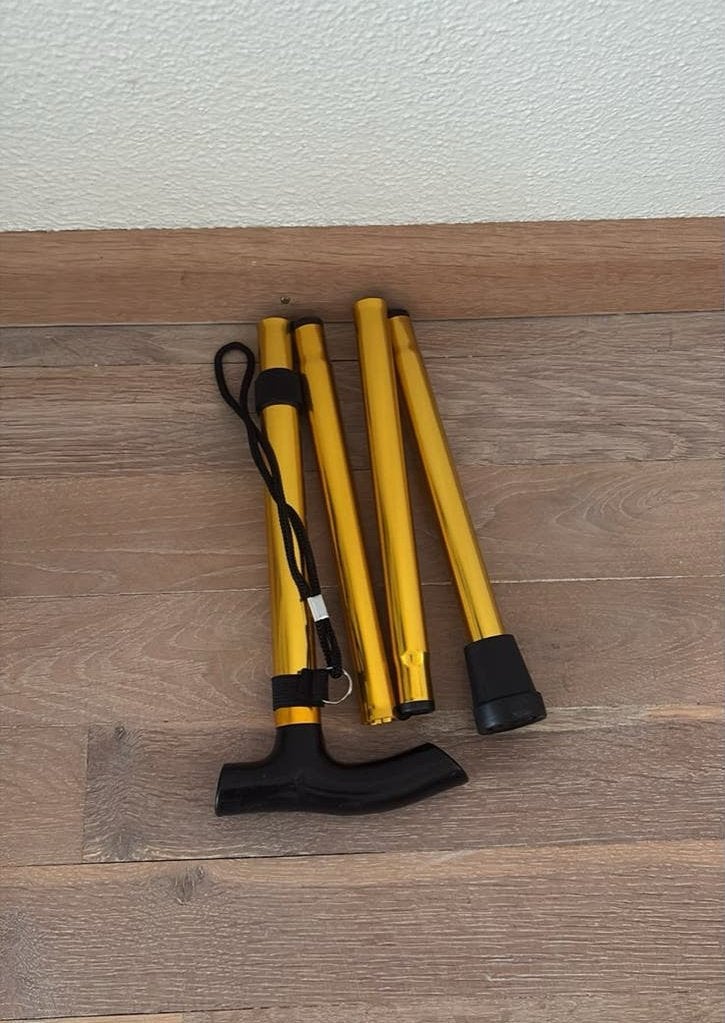Nieuwe inklapbare en verstelbare wandelstok. Kleur: goud, Ophalen of Verzenden, Verstelbaar, Nieuw