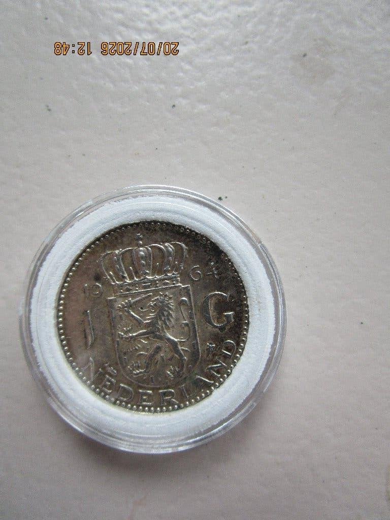 1 gulden 1964, 1 gulden, Koningin Juliana, Zilver, Ophalen of Verzenden