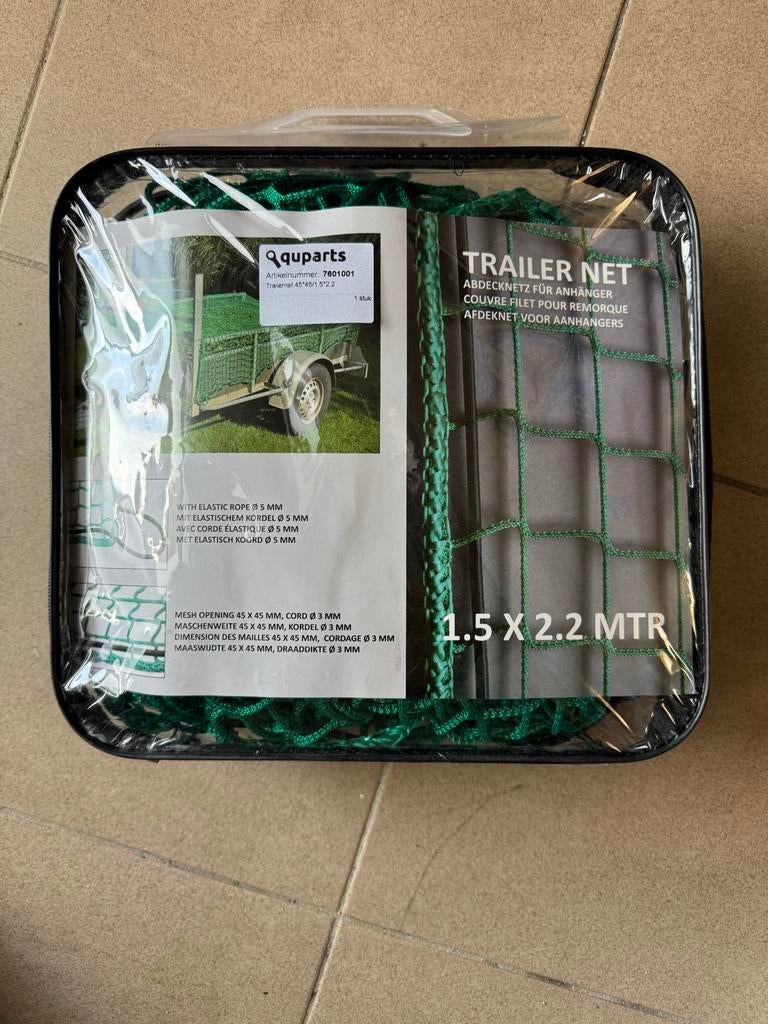 Aanhangwagennet 1.5 x 2.2 MTR met elastisch koord, Auto diversen, Aanhangwagen-onderdelen, Nieuw, Ophalen of Verzenden