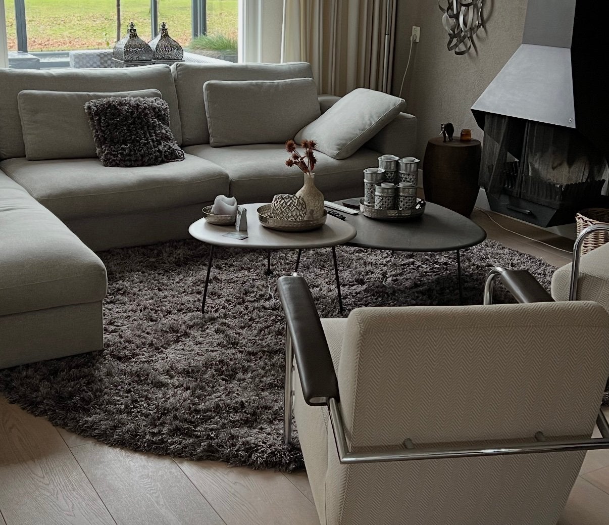 Riviera Maison rond vloerkleed 0320m, Ophalen, Bruin, Overige typen, Zo goed als nieuw