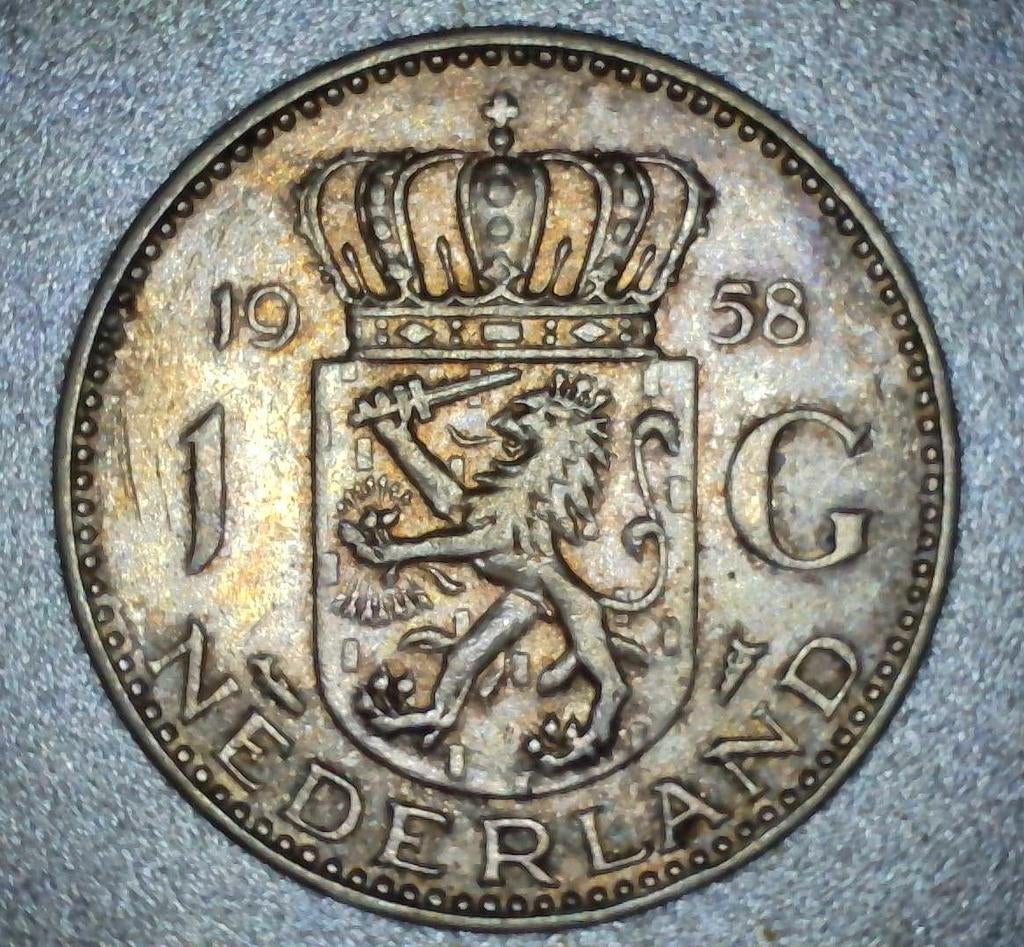 1 Gulden 1958 Nederland - Koningin Juliana Zilver, Postzegels en Munten, Munten | Nederland, 1 gulden, Koningin Juliana, Zilver