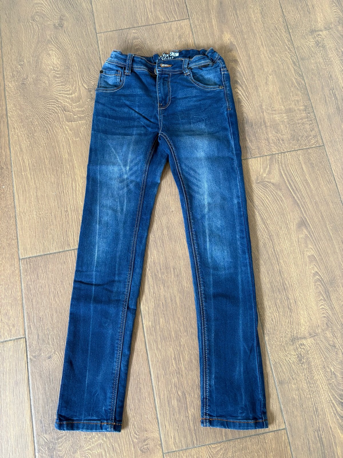 Donkerblauwe skinny jog denim jeans | Wibra | maat 146, Ophalen of Verzenden, Zo goed als nieuw, Jongen of Meisje, Broek