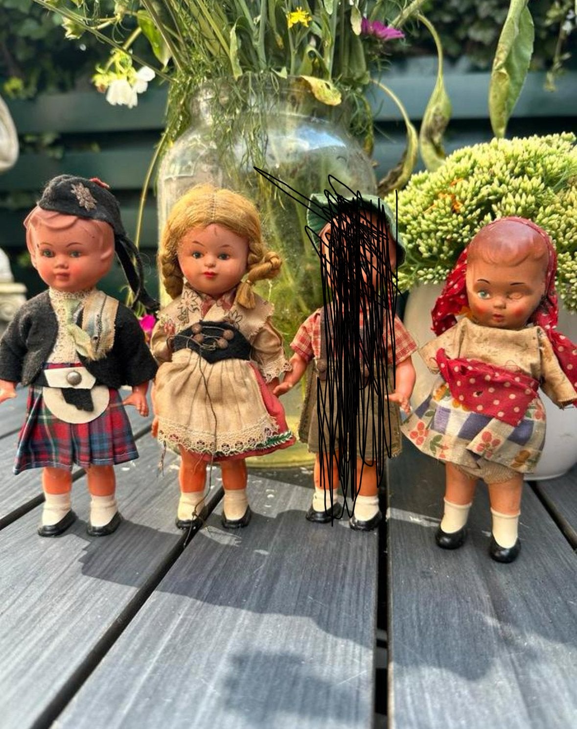 Charmante set van 3 antieke celluloid popjes, Verzamelen, Ophalen of Verzenden, Zo goed als nieuw, Pop