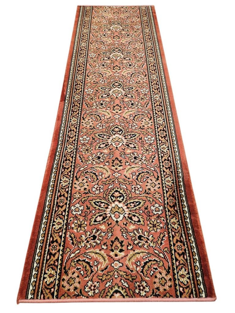 Vintage oosters wol floral vloerkleed loper koraal 70x222cm