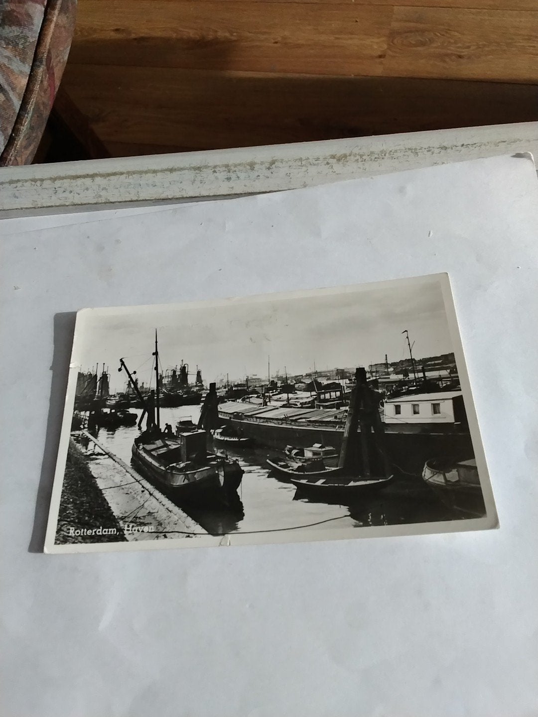 Oude ansichtkaart Rotterdam Haven - Zwart-wit foto 1953, Ophalen of Verzenden