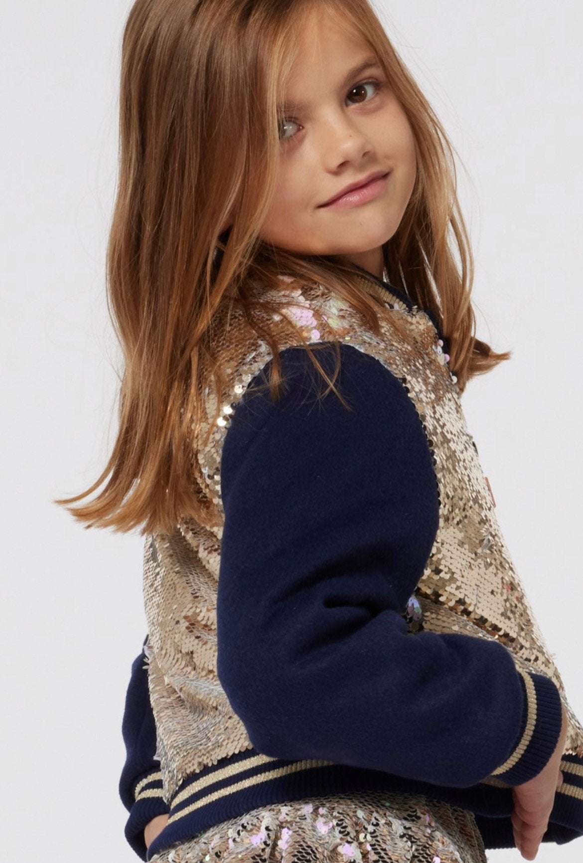 BILLIEBLUSH 140 Sequin winterjas Jacket jas pailletten goud, Ophalen of Verzenden, Nieuw, Meisje, Jas