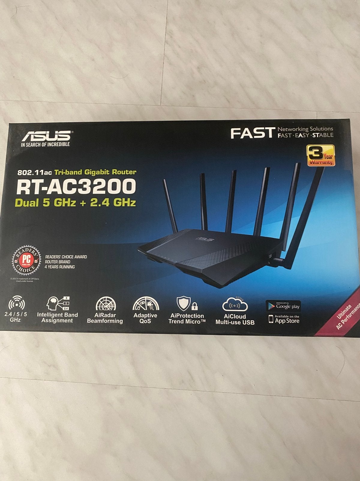 ASUS RT-AC3200 Tri-band Gigabit Router - Nieuw in doos, Computers en Software, Ophalen, Nieuw, Router