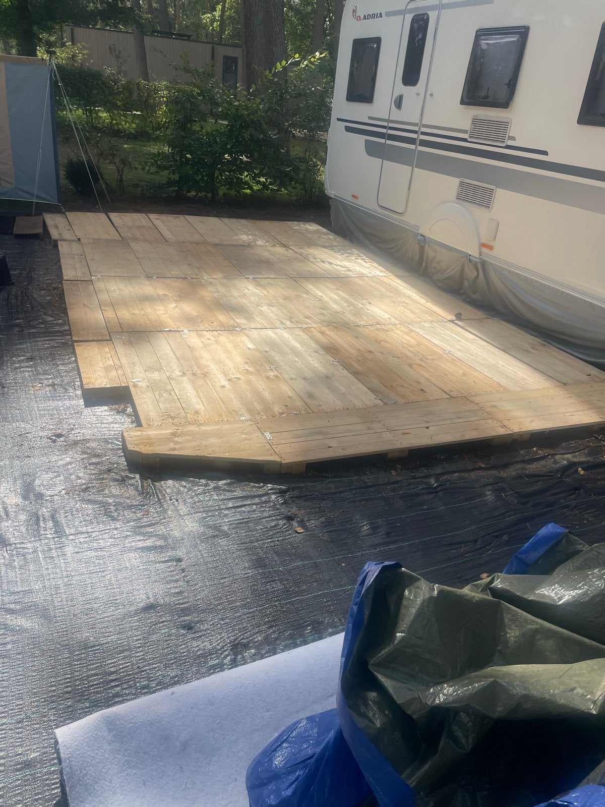 Houten vloer voor voortent - 20m² (pallets 120x40x7cm), Ophalen, Gebruikt