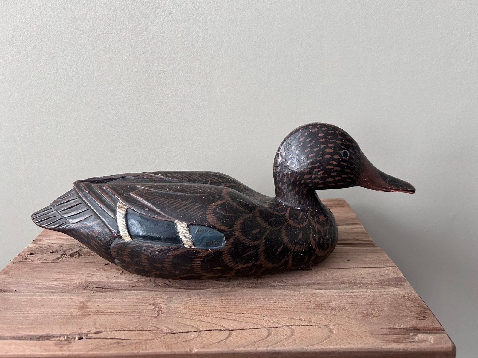 Grote Antieke Houten Lokeend - Gedetailleerd Geschilderd, Antiek en Kunst, Ophalen of Verzenden