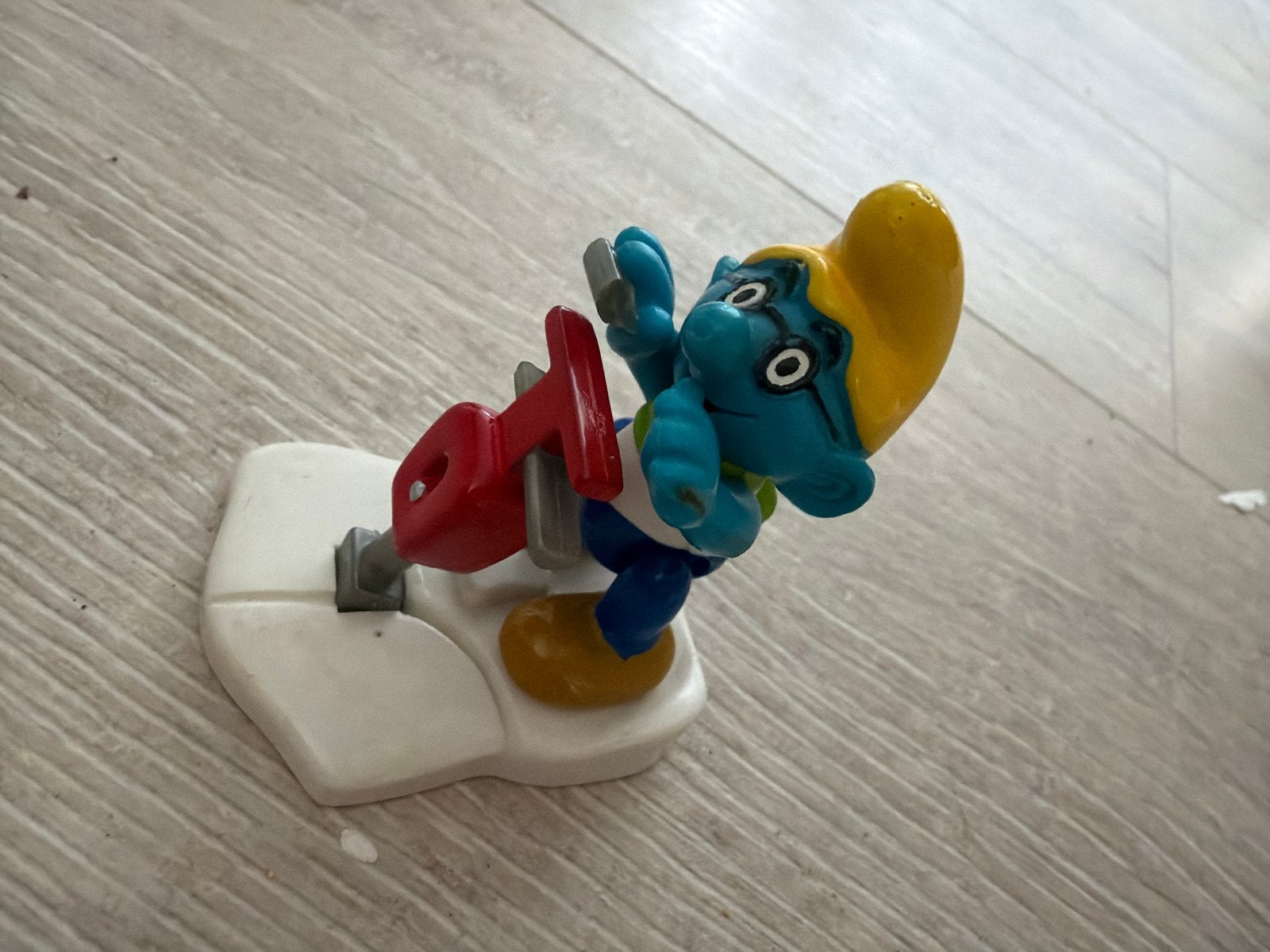 Smurf met drilboor - Vintage Smurfen figuur, Ophalen of Verzenden, Gebruikt, Overige Smurfen, Poppetje, Figuurtje of Knuffel