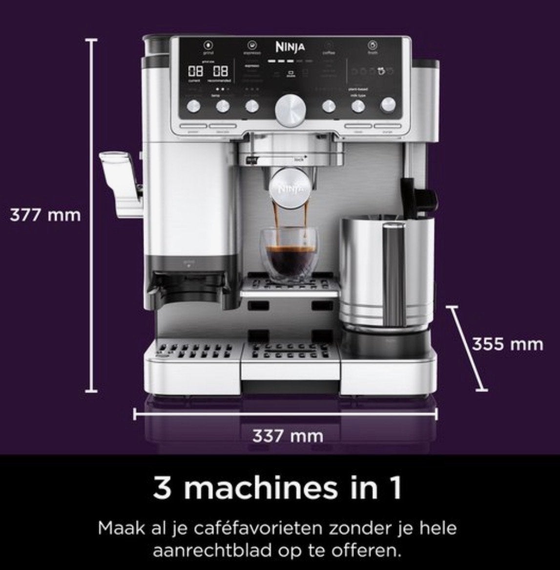 Ninja Luxe Café Espresso & Koffiemachine – Nieuwstaat, Stoompijpje, Gemalen koffie, Ophalen of Verzenden, Zo goed als nieuw