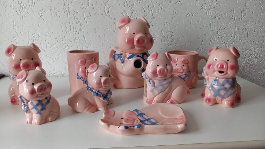 Leuke varkentjes servies set - 9 delig, Ophalen, Overige merken, Keramiek, Nieuw