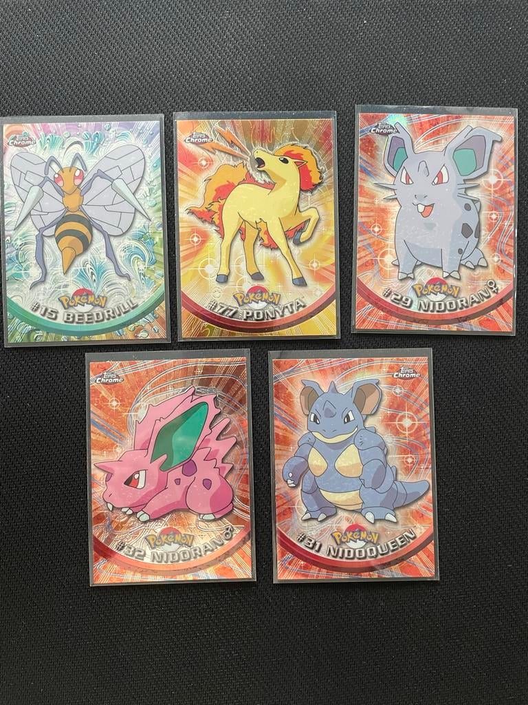 Topps Chrome Pokémon kaarten: Beedrill, Ponyta, Nidoran, Nid, Ophalen of Verzenden, Zo goed als nieuw