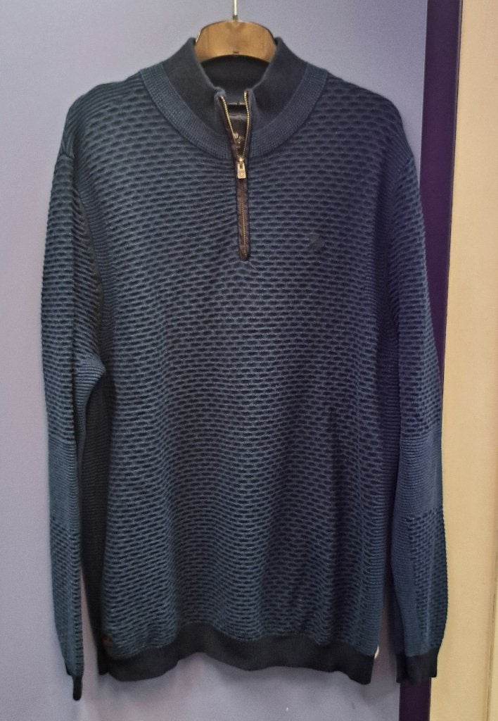Vanguard petrol blauwe trui half zip merino blend XXL 50088, Vanguard, Blauw, ., Overige maten