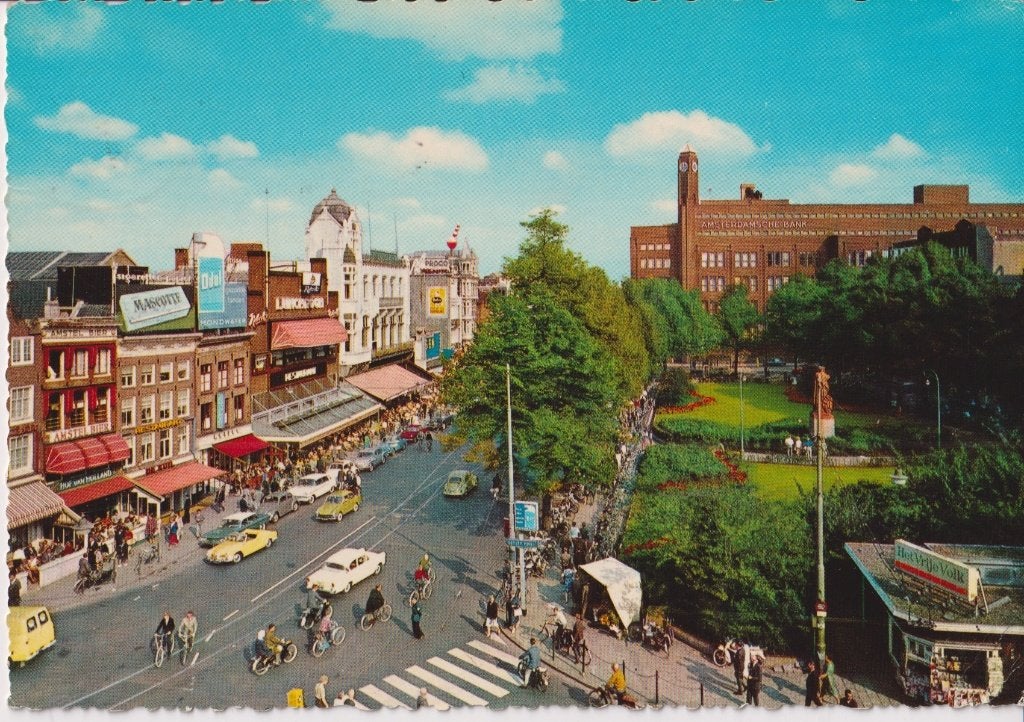 Amsterdam met auto's, VW Karmann Ghia, DAF, Ophalen of Verzenden, 1960 tot 1980, Gelopen, Noord-Holland