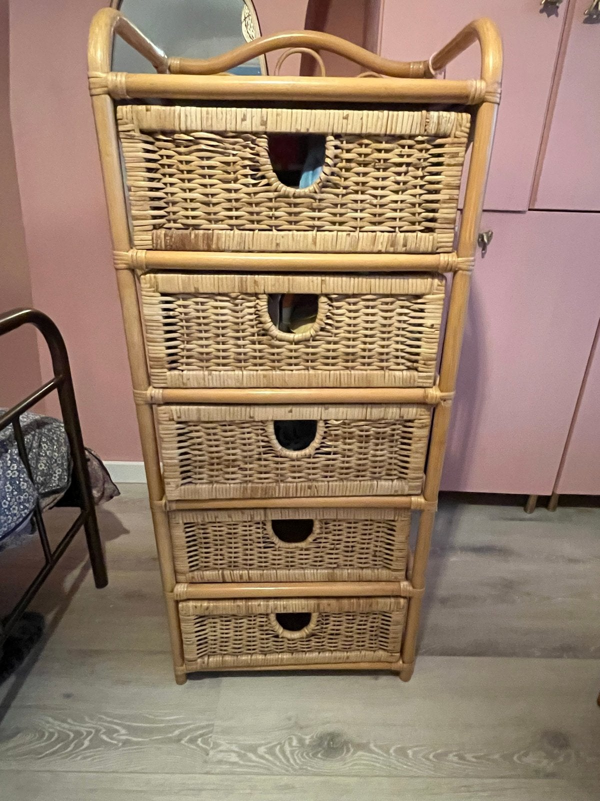 Rotan ladekast met 5 laden, Ophalen, Minder dan 50 cm, Gebruikt, 5 laden of meer