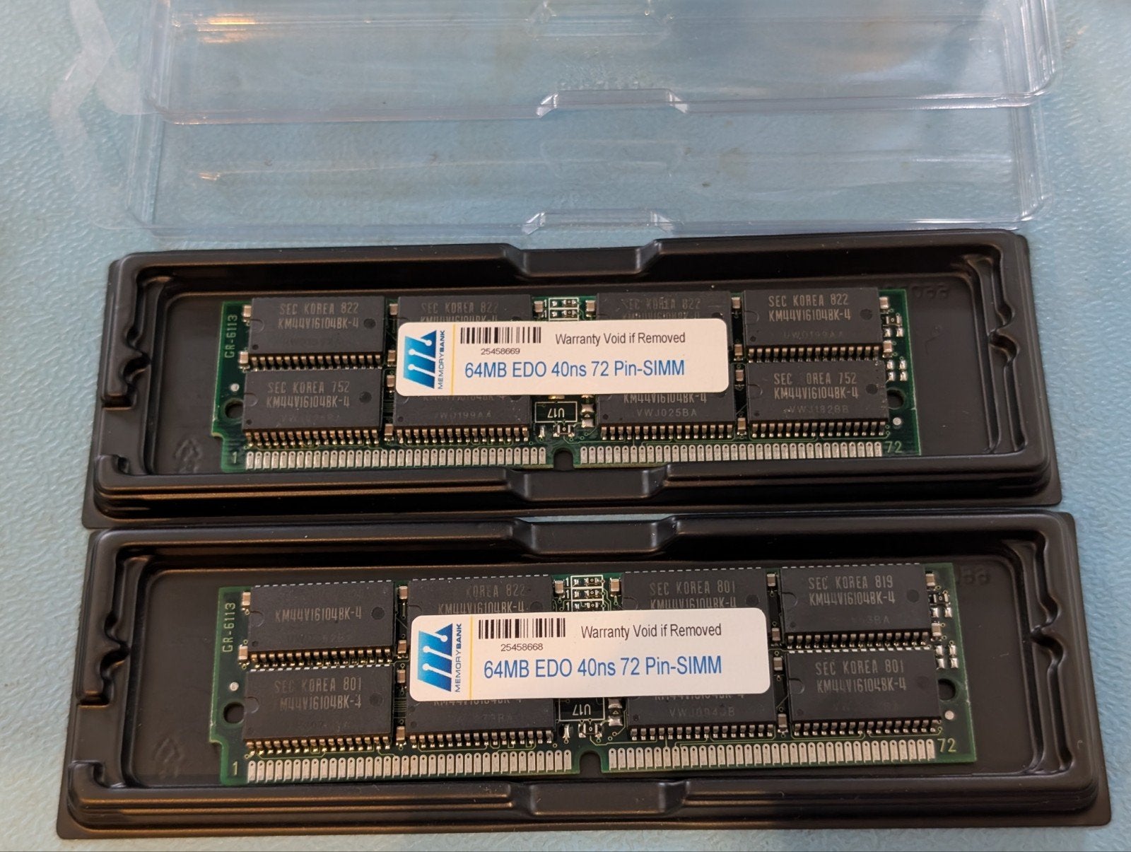2x 64MB EDO 40ns 72 Pin-SIMM Geheugenmodules, Ophalen
