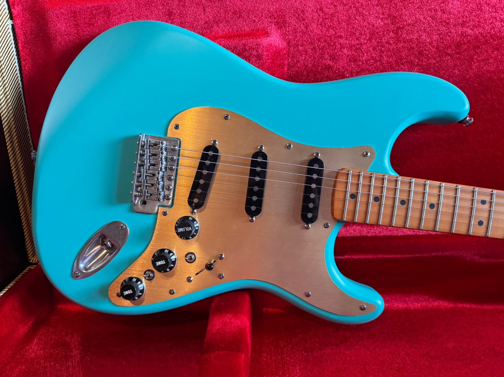 SQUIER 40th Ann. Stratocaster Vintage Edit - seafoam green, Ophalen of Verzenden, Zo goed als nieuw, Solid body, Fender