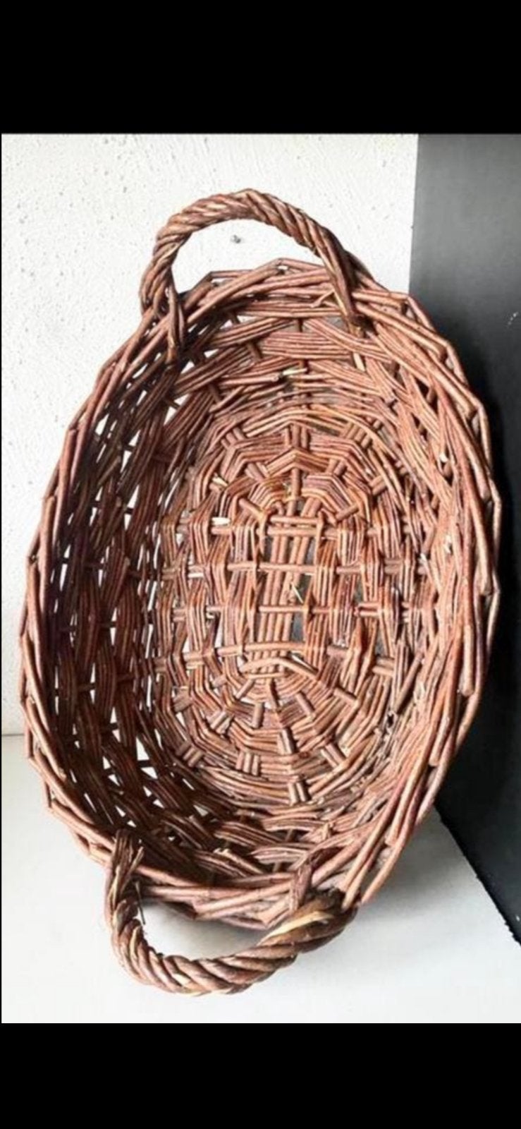 handgevlochten WILGENTENEN/ROTAN MAND, Ophalen, Overige materialen, Mand, Handgemaakt