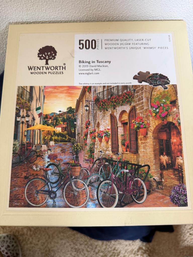 Wentworth Houten Puzzel “Fietsen in Toscane” 500 stukjes, Ophalen of Verzenden, 500 t/m 1500 stukjes, Zo goed als nieuw, Legpuzzel