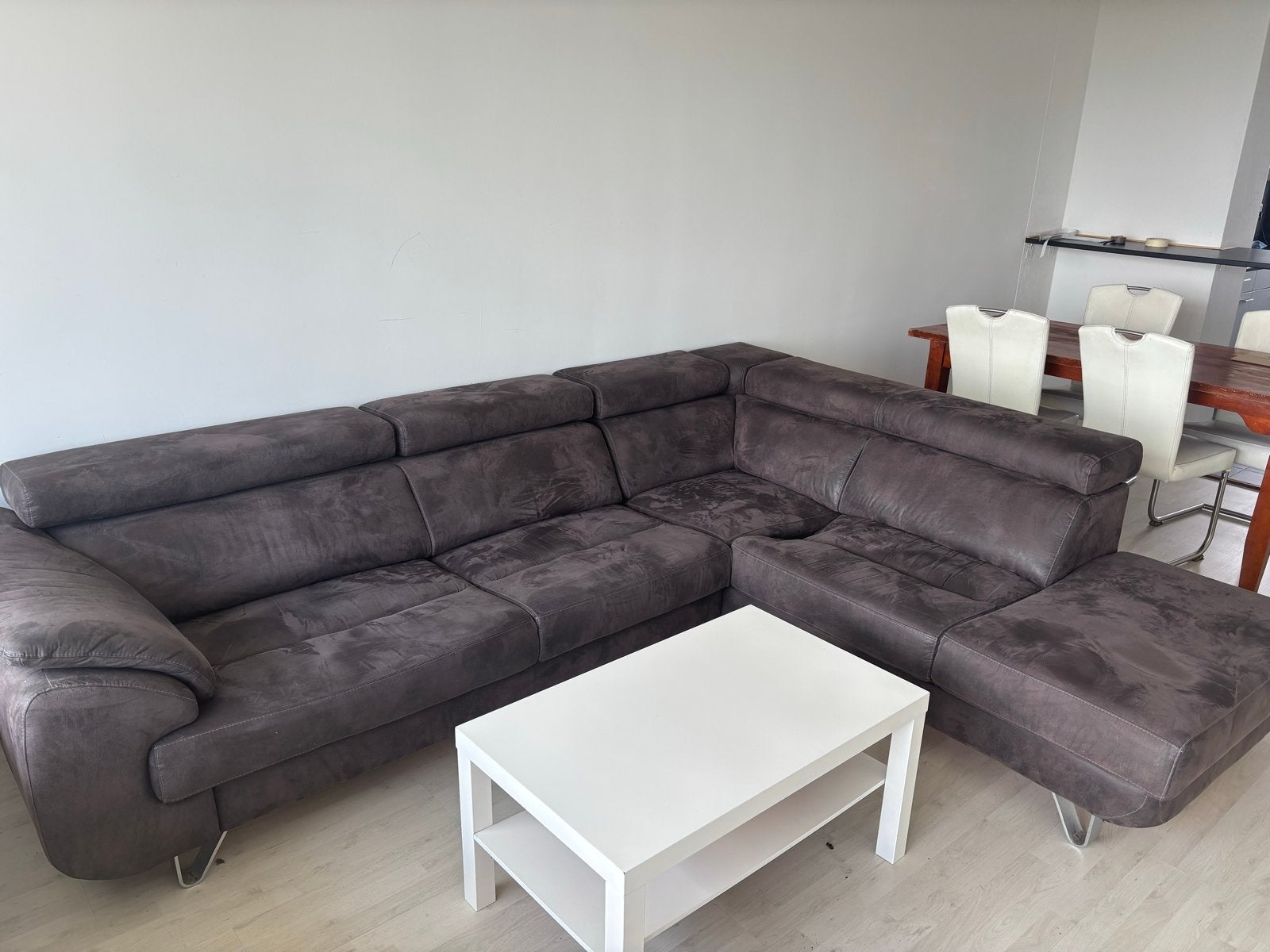 Comfortabele hoekbank, licht doorgezakt, Ophalen, 250 tot 300 cm, Gebruikt, Hoekbank
