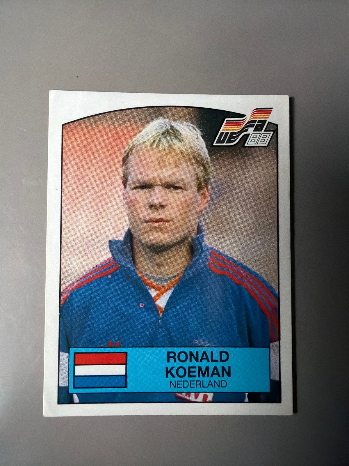 Panini EURO 88 Sticker Ronald Koeman Nederland #217, Ophalen of Verzenden, Gebruikt