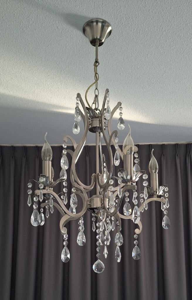 Hele gave rvs kroonluchter, Ophalen of Verzenden, Zo goed als nieuw, Glas, Klassiek modern