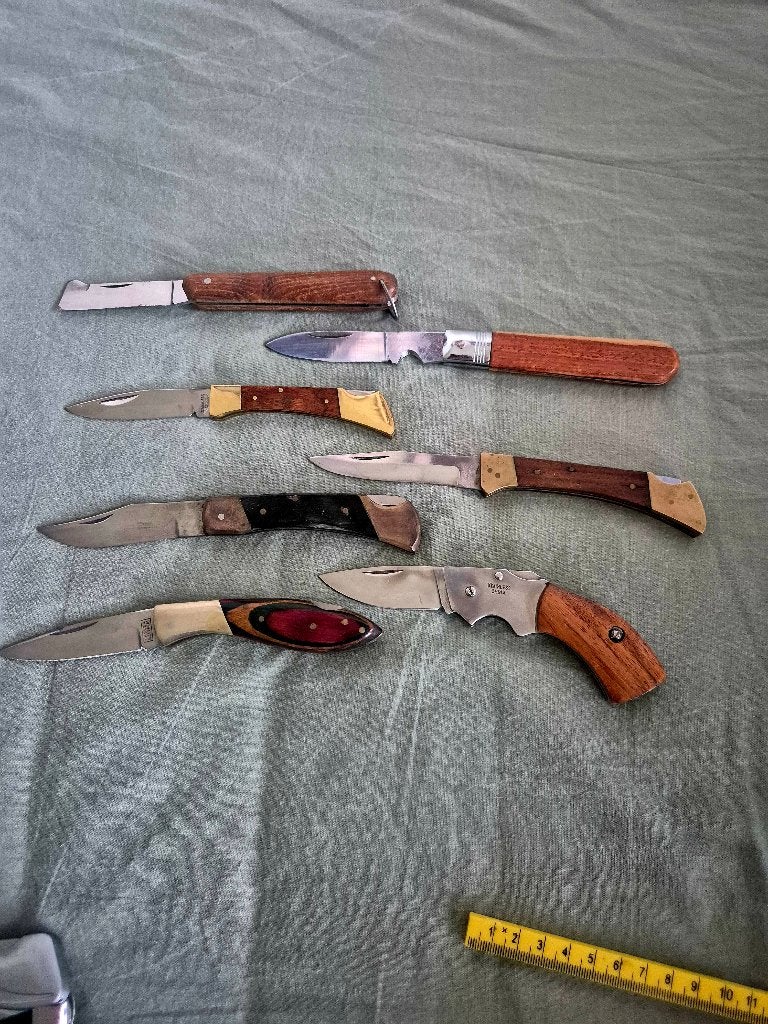 Messen 7x met houten handgreep, Ophalen of Verzenden, Overige soorten, Mes of Dolk