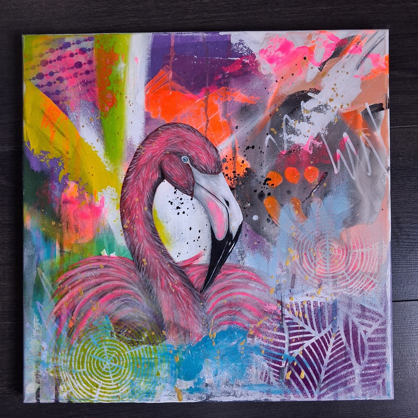 Flamingo abstract, Ophalen of Verzenden