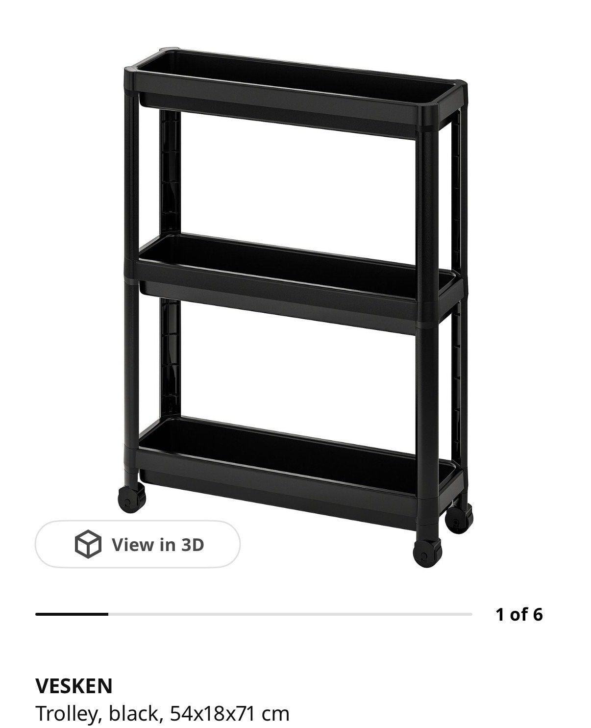 IKEA Vesken trolley zwart - Handige opbergoplossing, Ophalen, Zo goed als nieuw