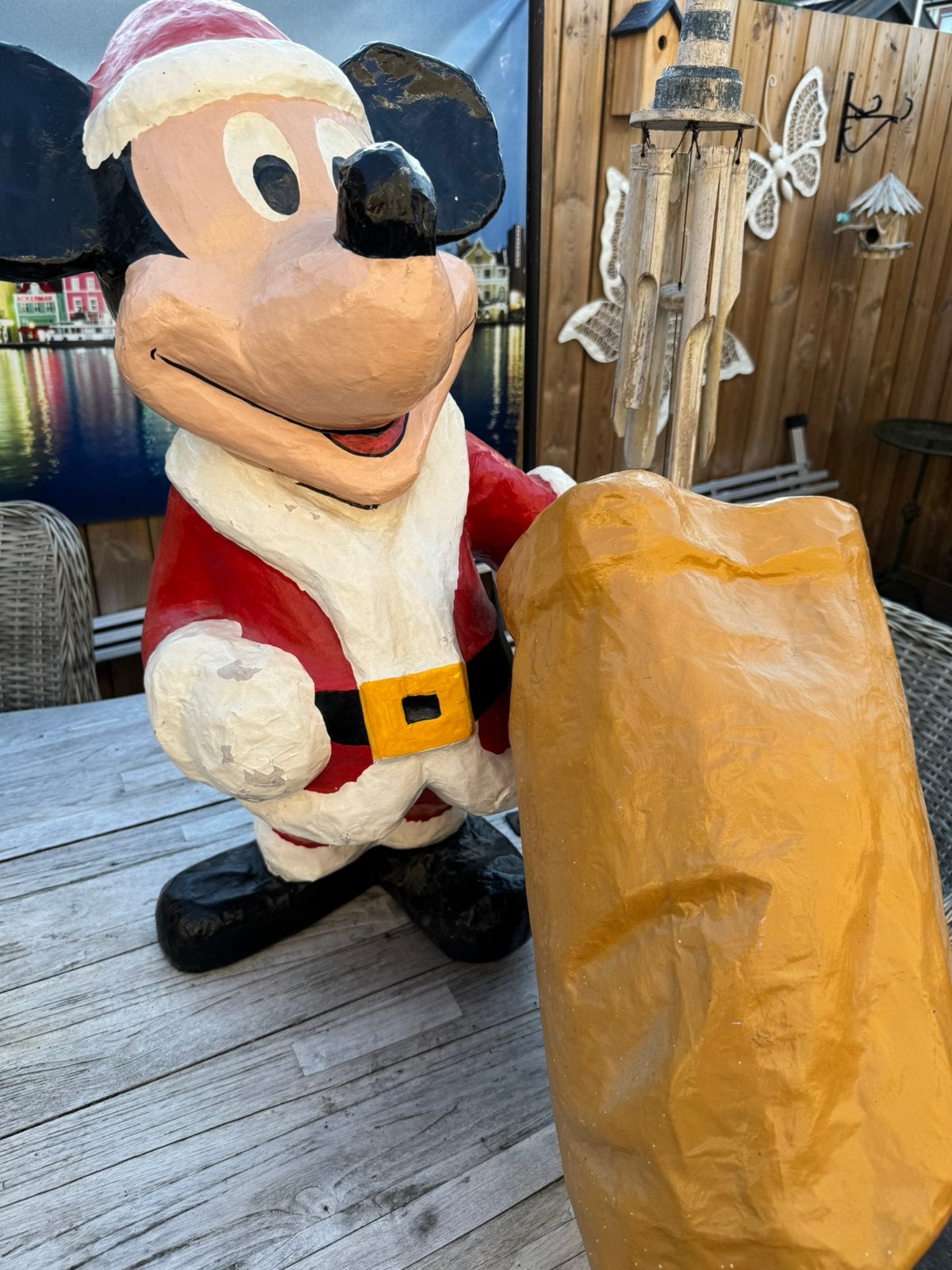 Uniek Vintage Disney Mickey Mouse Kerstbeeld (75 cm), Ophalen of Verzenden, Mickey Mouse, Zo goed als nieuw, Beeldje of Figuurtje