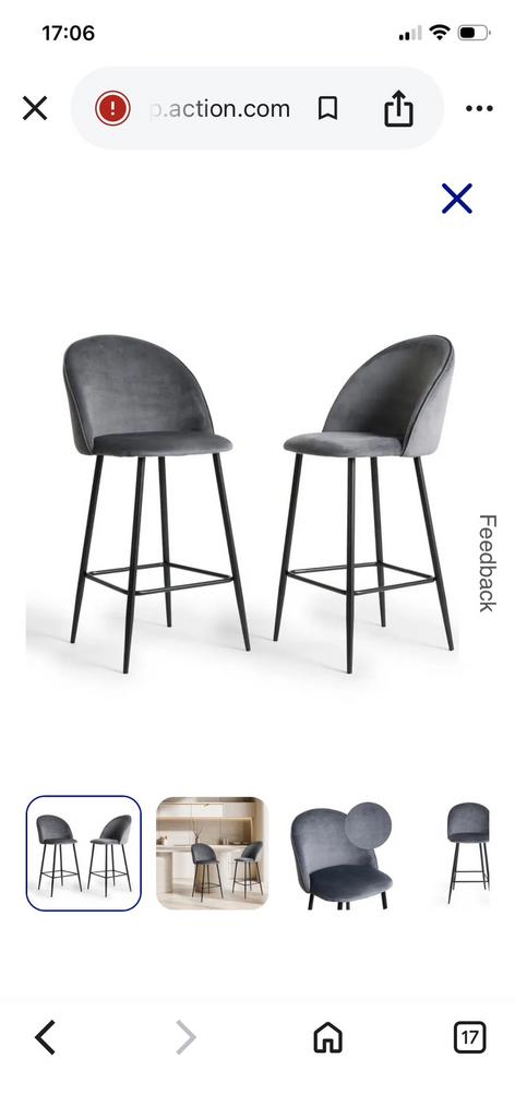 GEZOCHT: 2 barkrukken van Action velvet grey, Huis en Inrichting, 2 krukken, Ophalen of Verzenden, Zo goed als nieuw, 60 tot 90 cm