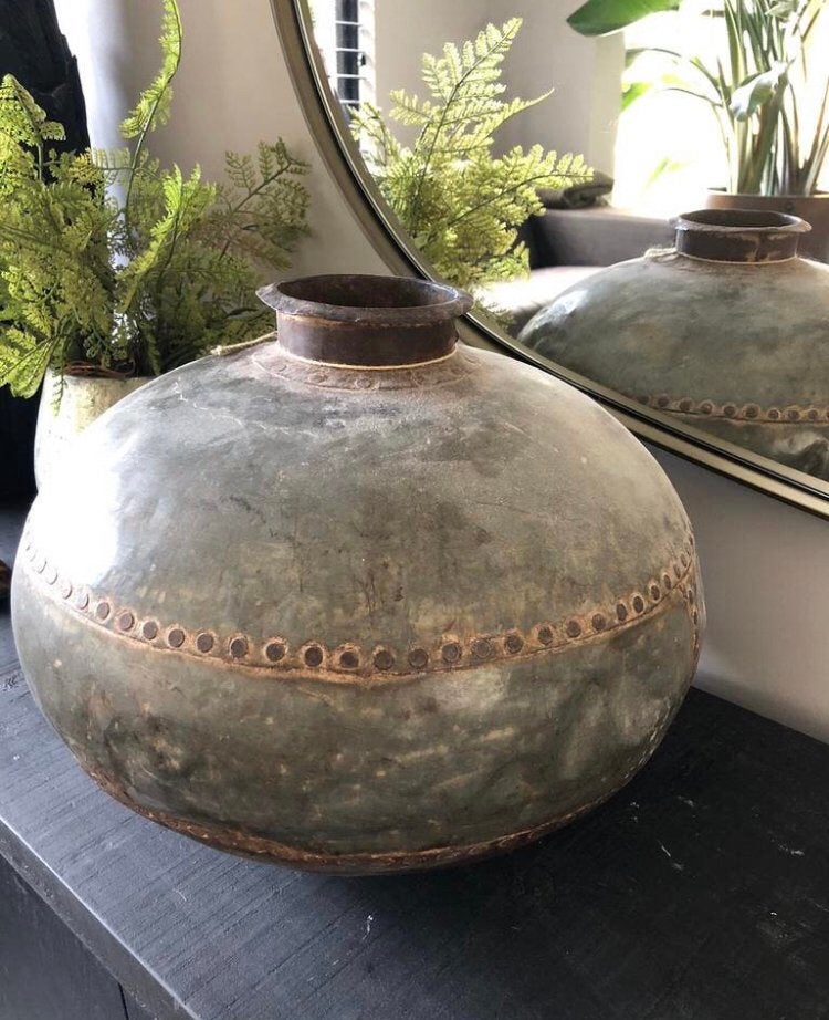 Groot industriele vaas, Beige, Ophalen of Verzenden, Zo goed als nieuw, 40 cm