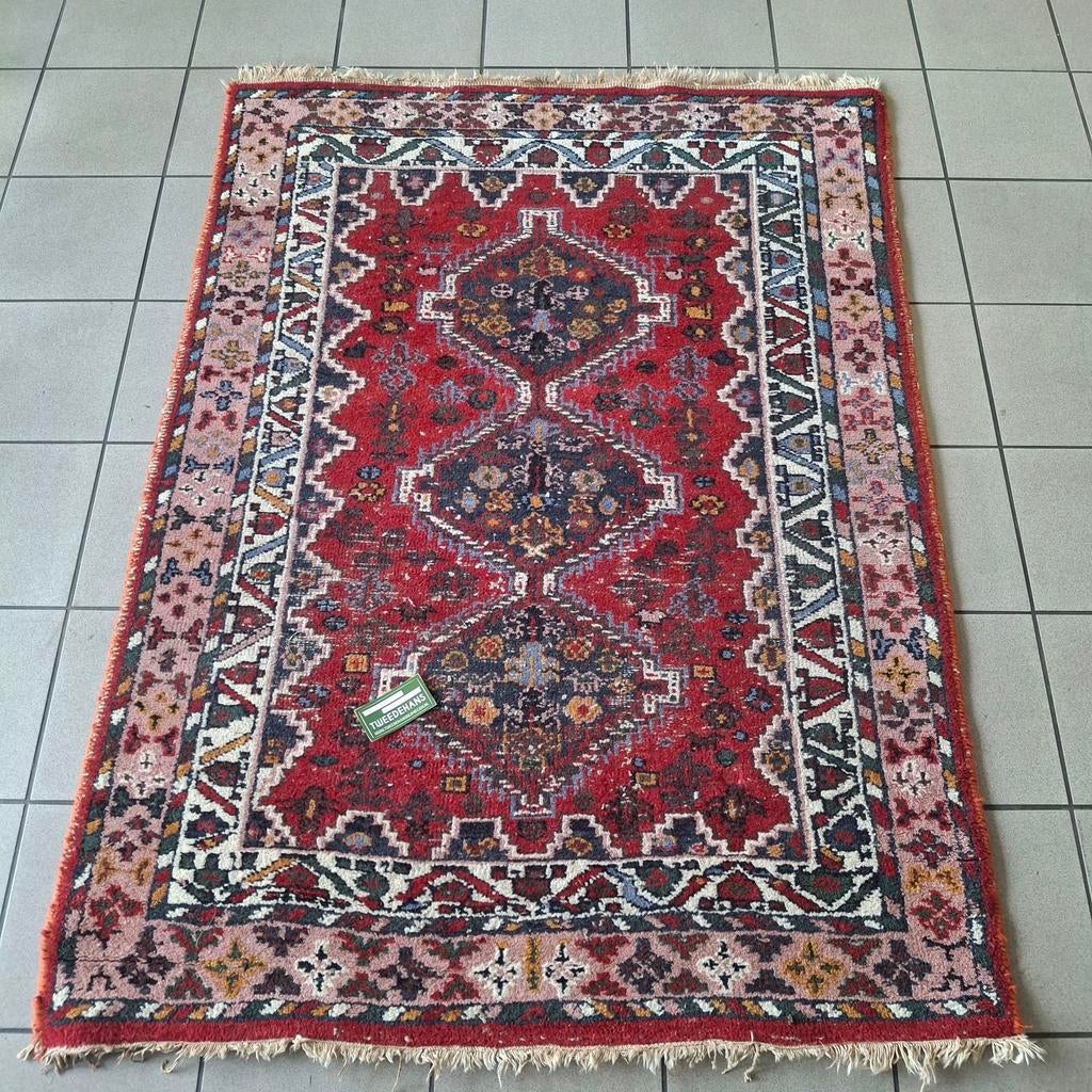 Vintage Perzisch tapijt | Rood | Made in India, Gebruikt, Onbekend@voorbeeld.com, 100 tot 150 cm, Onbekend