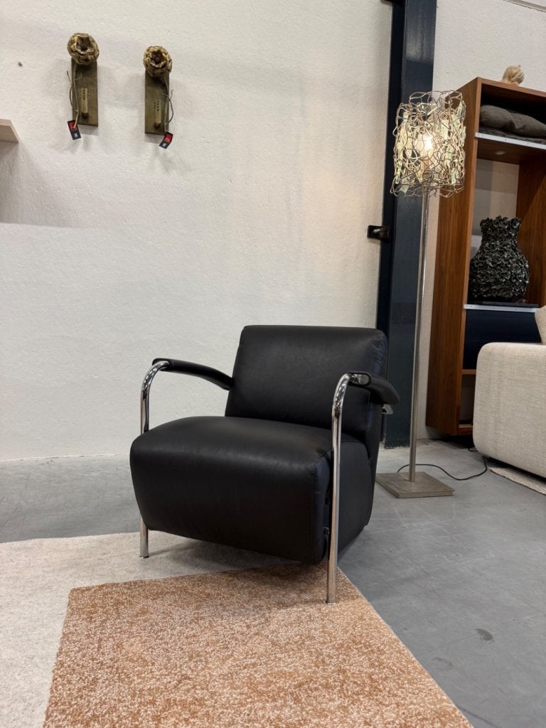 Nieuw Leolux Scylla fauteuil zwart Noli leer design stoel, Huis en Inrichting, Fauteuils, Leolux, Info@leolux.nl, Nieuw, Ophalen of Verzenden