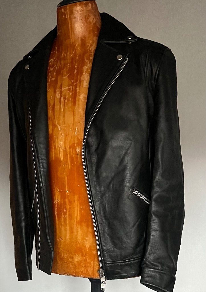 Minimum. Leren biker jack. Mt M., Zwart, Ophalen of Verzenden, Zo goed als nieuw, Minimum