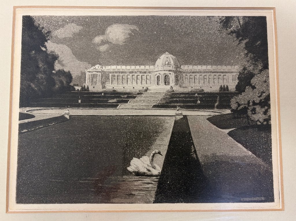 Ets Le parc de Tervueren (1941) van Albert Van Holsbeeck, Ets, Ophalen of Verzenden, 16 cm, Landschap