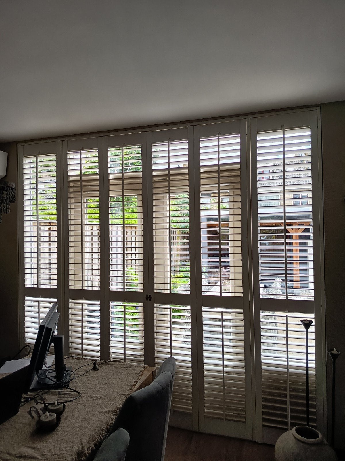 Witte shutters: grote wand met 6 delen en 1 kleine van 2 del, Ophalen, Gebruikt, 200 cm of meer, Wit