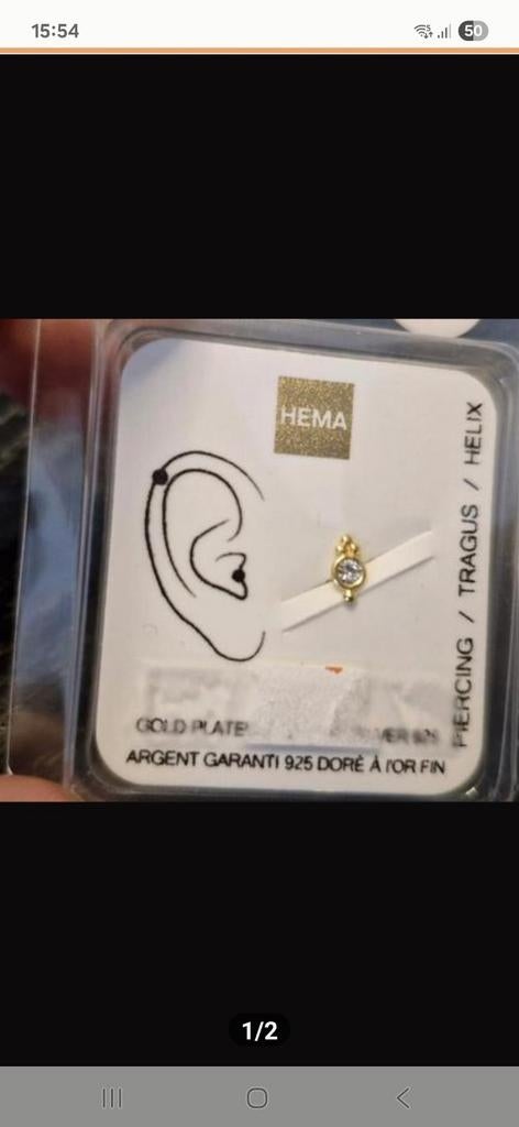 Goudkleurige piercing nieuw, Ophalen of Verzenden, Nieuw, Staal