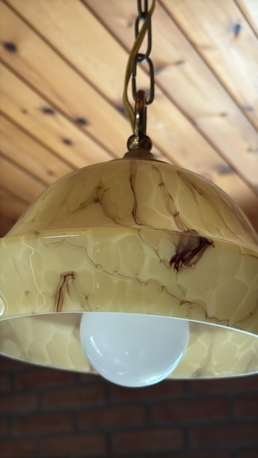 Art Deco Opaline Glazen Vintage Hanglampje, Ophalen of Verzenden