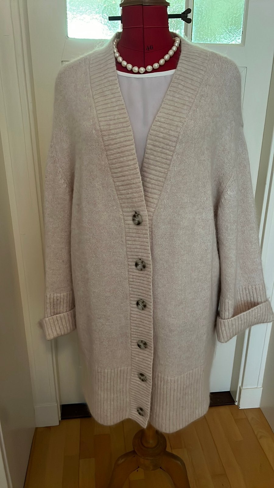 Stroke, lang gebreid vest NIEUW 42/44, Ophalen of Verzenden, Zo goed als nieuw, Maat 42/44 (L), Beige