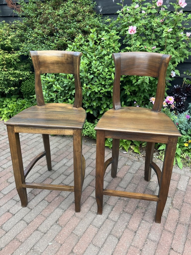 Teakhouten Barkrukken, Huis en Inrichting, Barkrukken, Ophalen, 60 tot 90 cm, Zo goed als nieuw, Hout