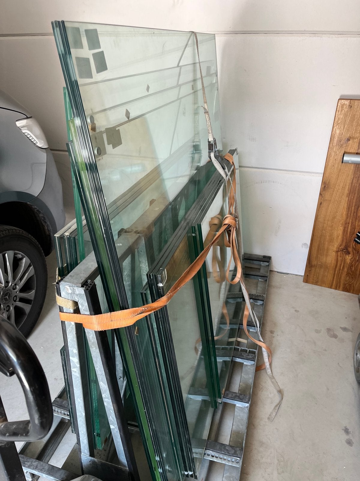 Gehard en gelaagd glas 4-4-2 voor terras of windscherm, Ophalen, Gebruikt, 80 tot 120 cm, Glasplaat
