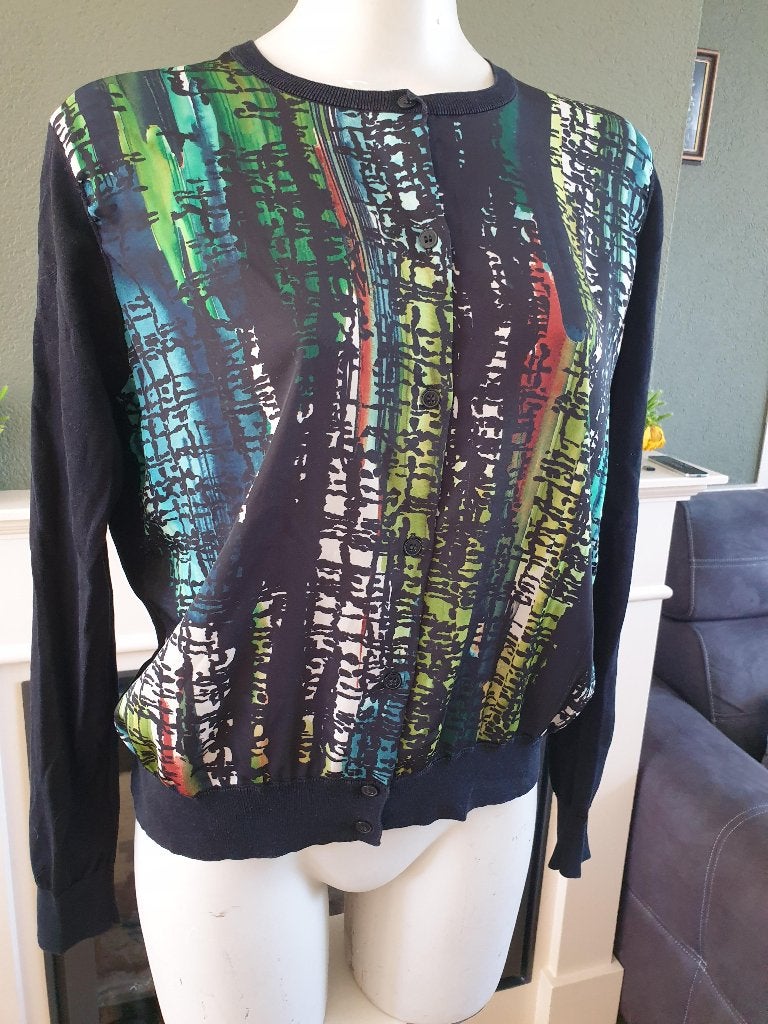 COS mooie zwart groene print vest vestje M 38 40, Maat 38/40 (M), COS, Verzenden, Zwart