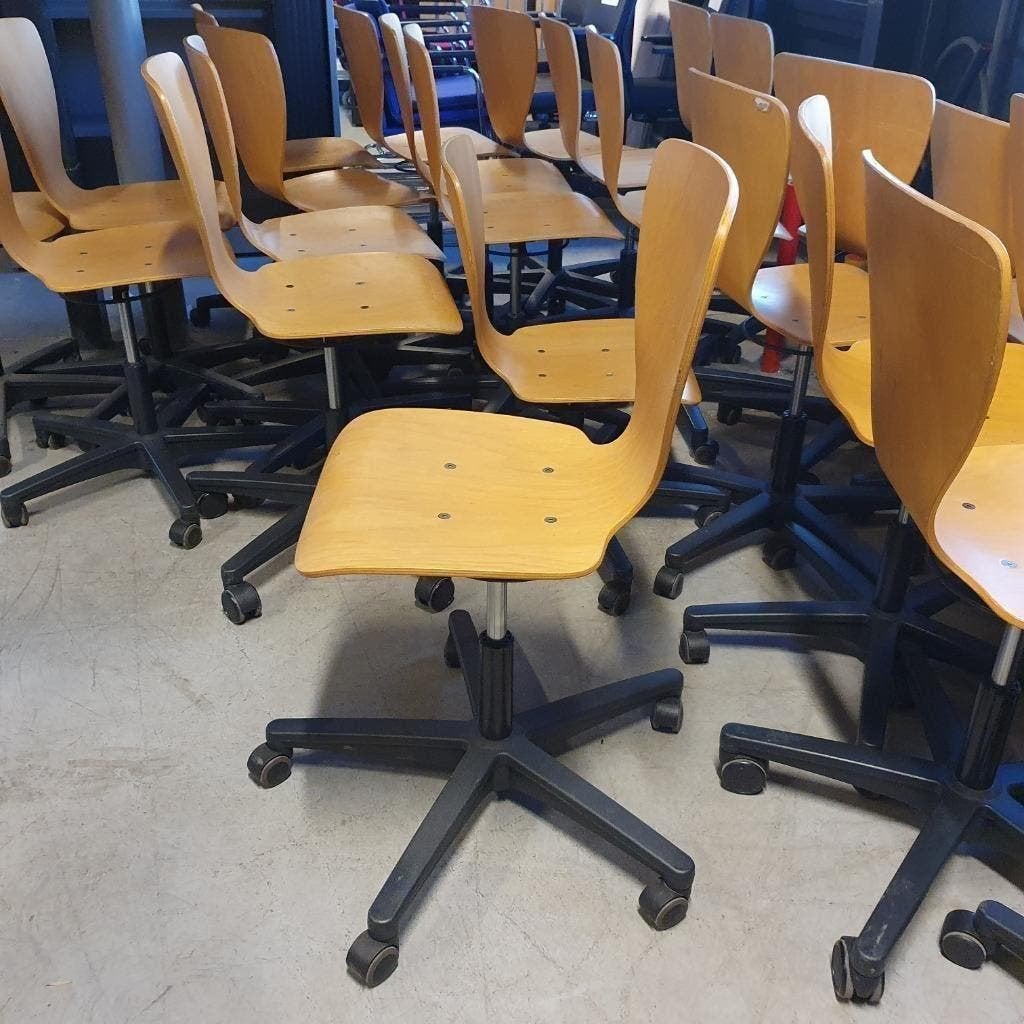 partij Ahrend houten werkstoel bureaustoel schoolstoelen, Ophalen of Verzenden, Gebruikt, Bruin, Vijf, Zes of meer stoelen