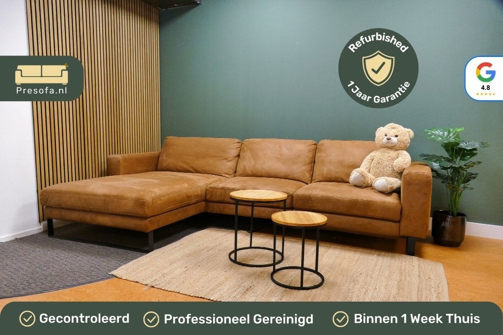 Grote Chaise Longue Microvezel Cognac [Refurbished], Huis en Inrichting, Banken | Bankstellen, -, -, Hoekbank, 300 cm of meer