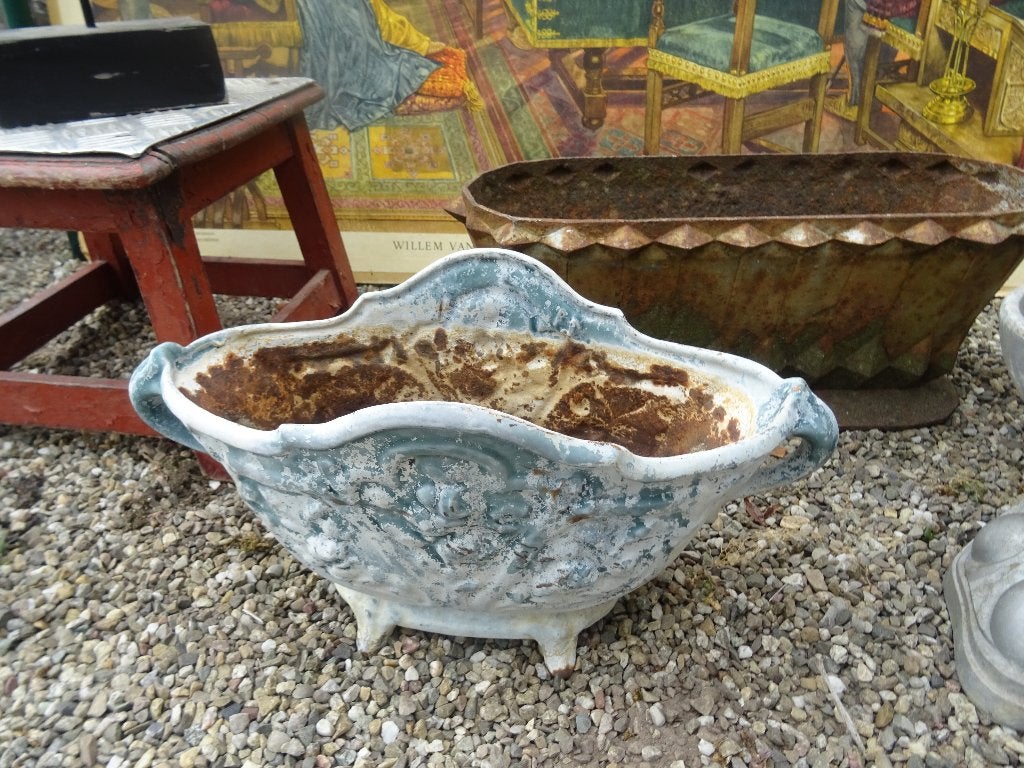 mooie blauwgroene Franse jardinière - tuinvaas, Ophalen