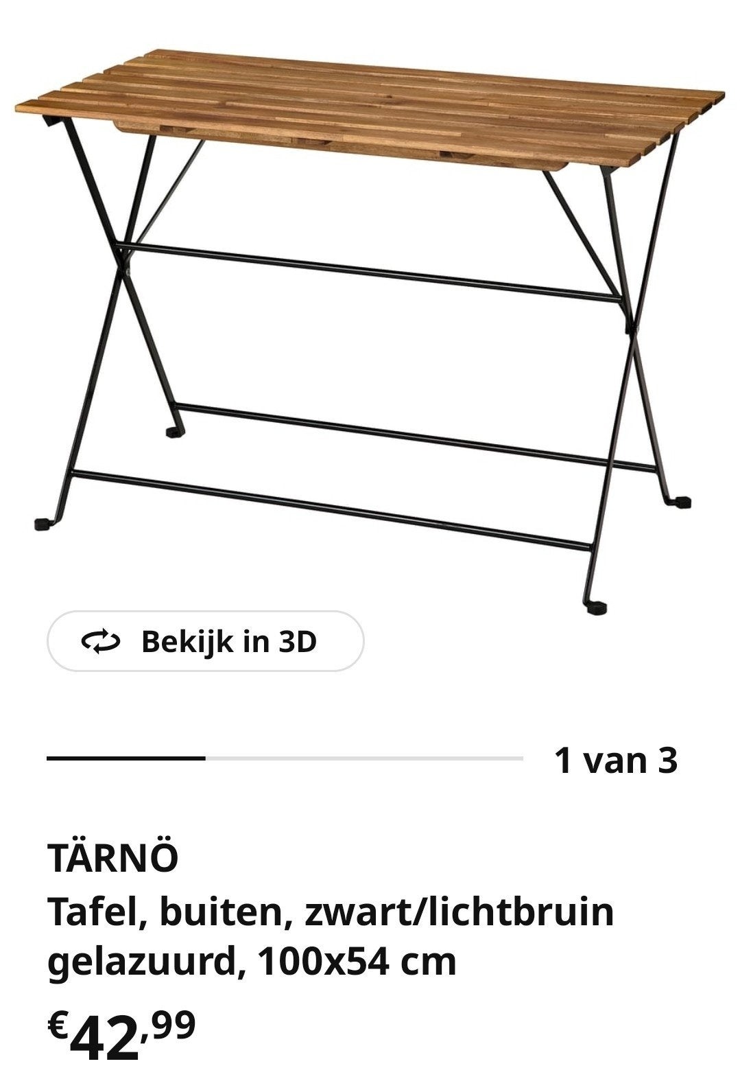 IKEA Tärnö balkontafel, Ophalen, Gebruikt, Rechthoekig, Hout