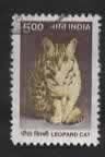 Katachtigen - India - 179 - Luipaard-kat - 500 - gebr, Ophalen of Verzenden, Gestempeld, Dier of Natuur
